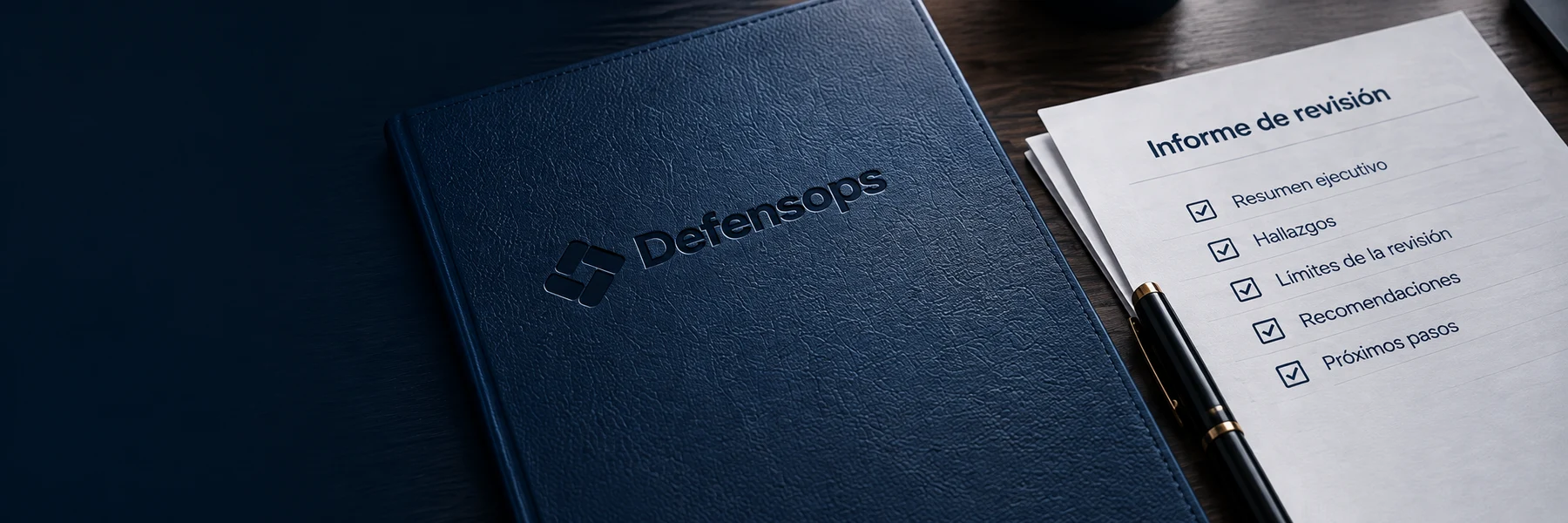 Carpeta Defensops e informe de revisión, aplicación de marca ilustrativa