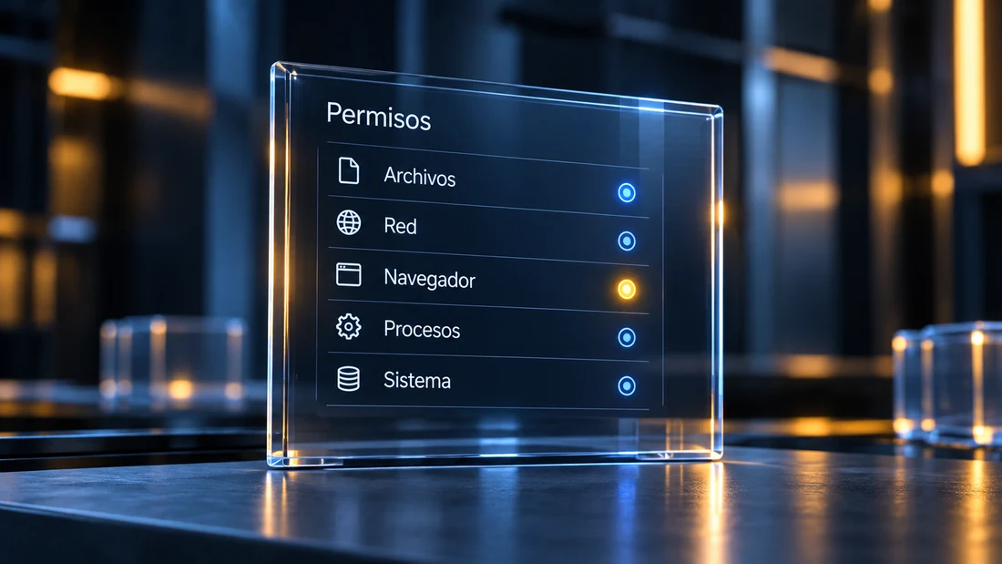 Panel de cristal que representa la revisión de permisos